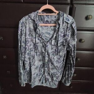 Beautiful Galliano Purple Paisley Hooded Shirt